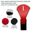 FINGER TEN Golf Club Head Covers Woods Driver Fairway Hybrid 3/4/5 Set, Headcovers Men 1 3 5 7 X Interchangeable Number Tag, Fit All Wood Clubs (5 Pack-Red(1D+2F+2H)) view 3