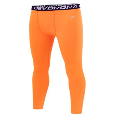 DEVOROPA Boys Leggings Quick Dry Youth Compression Pants Sports Tights Basketball Base Layer Orange L