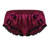 vastwit Silky Satin Ruffled Lace Trim Panties for Men Sissy Knickers French Maid Crossdressing Underwear Wine Red Medium view 1