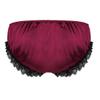 vastwit Silky Satin Ruffled Lace Trim Panties for Men Sissy Knickers French Maid Crossdressing Underwear Wine Red Medium view 3