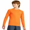DEVOROPA Youth Boys Compression Thermal Shirt Long Sleeve Fleece Baselayer Soccer Baseball Undershirt Orange XL view 2