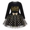 ACSUSS Toddler Girls Princess 2PCS Birthday Party Outfits Racer Back Vest with Sequins Polka Dots Tutu Skirt Set Long Sleeves Black 2-3 view 1