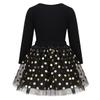 ACSUSS Toddler Girls Princess 2PCS Birthday Party Outfits Racer Back Vest with Sequins Polka Dots Tutu Skirt Set Long Sleeves Black 2-3 view 2
