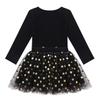 ACSUSS Toddler Girls Princess 2PCS Birthday Party Outfits Racer Back Vest with Sequins Polka Dots Tutu Skirt Set Long Sleeves Black 2-3 view 4