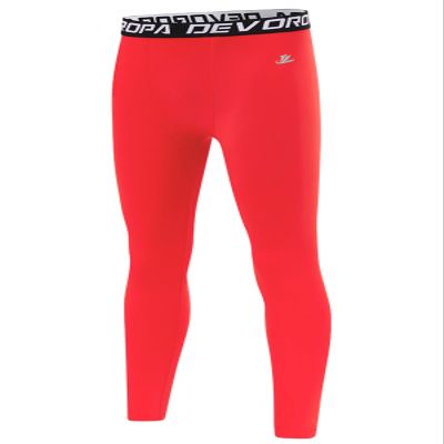 DEVOROPA Boys Leggings Quick Dry Youth Compression Pants Sports Tights Basketball Base Layer Red M