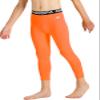 DEVOROPA Youth Boys Compression Pants 3/4 Length Sports Tights Leggings Soccer Basketball Base Layer Orange L view 2