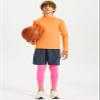 DEVOROPA Youth Boys Compression Pants 3/4 Length Sports Tights Leggings Soccer Basketball Base Layer Pink L view 3