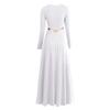 Women Metallic Cross Liturgical Praise Dance Dress Lyrical Dancewear Color Block Full Length Robe Worship Choir Dress Celebration of Spirit Dance Drseses White + Gold Cross XL view 3