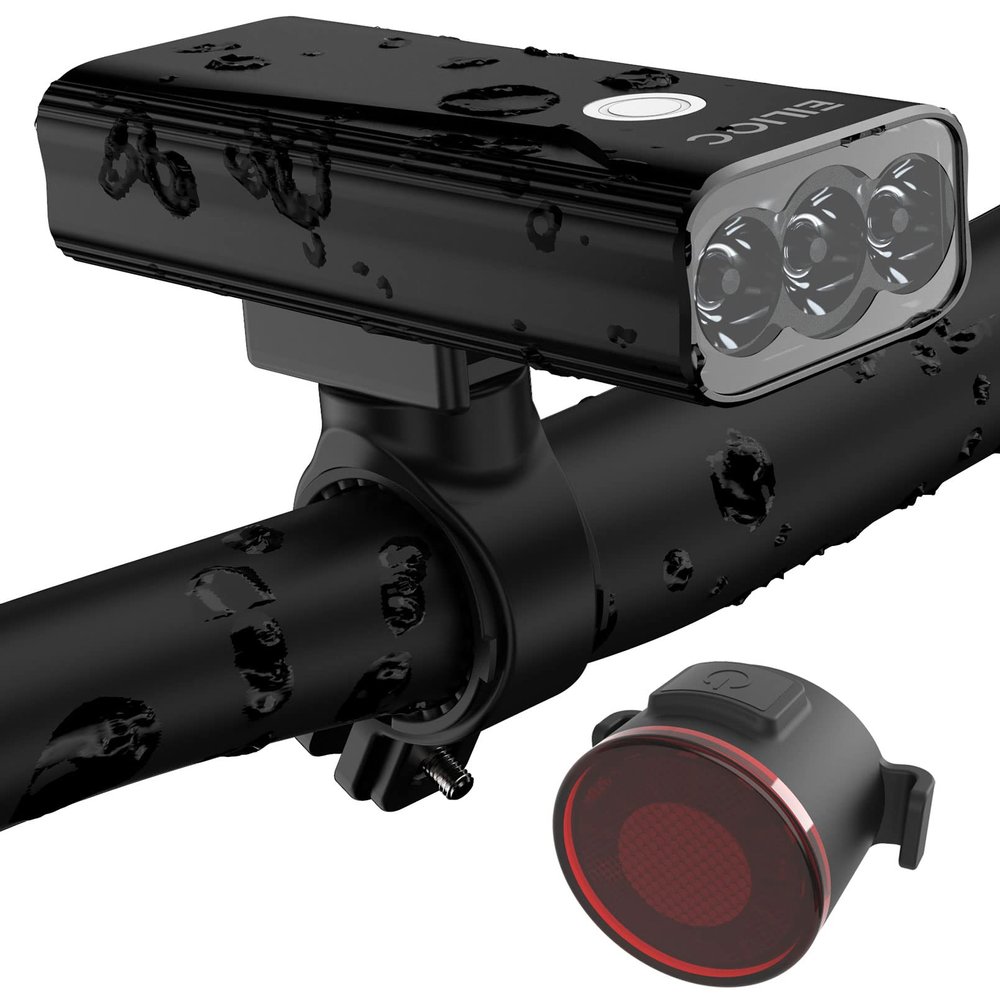 EILIOC Bike Lights for Night Riding,6400 mAh Bicycle Light Front and Rear USB Rechargeable Bike Headlight and Tail Light Set,Super Bright 1200 Lumen Led Safety Light Accessories for Road and MTB