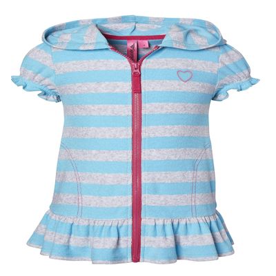 Beach Coverups for Girls Swimsuit Cover Up Cotton Terry Hood Swim Robe Swimwear - Turquoise Stripe (Size 6X)