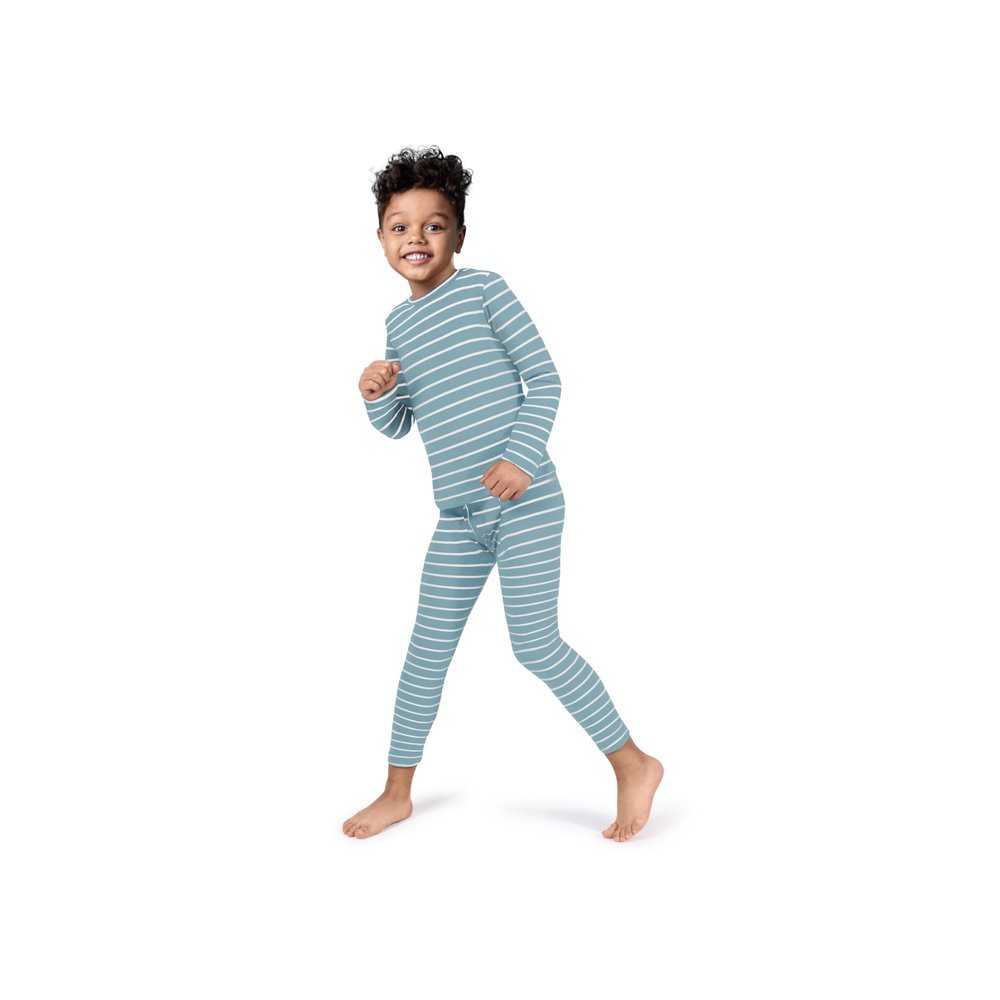 Rocky Thermal Underwear Kids, Boys Thermal Underwear Set Long Johns Thermals Kids Base Layer kid thermals top bottom set Boys Winter Clothes Shirt & Pants, Ski/Extreme Cold (Seafoam Stripe, X-Small)
