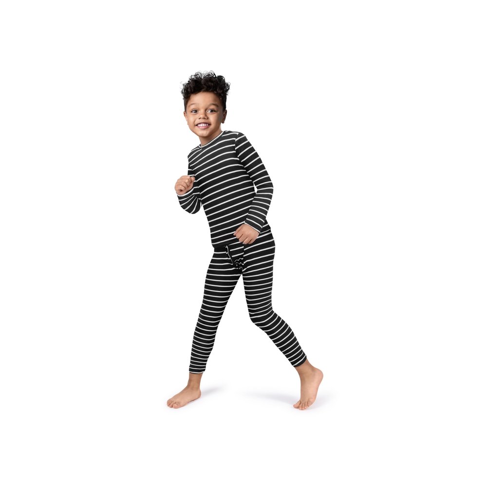 Rocky Thermal Underwear Kids, Boys Thermal Underwear Set Long Johns Thermals Kids Base Layer kid thermals top bottom set Boys Winter Clothes Shirt & Pants, Ski/Extreme Cold (Black Stripe, Small)