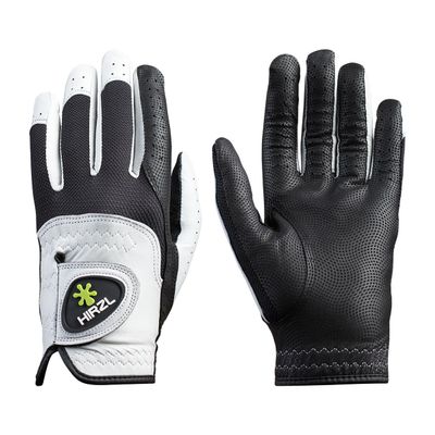 HIRZL Trust Control 2.0 Golf Glove, All Weather Mens Golf Glove, White/Black, Kangaroo Leather Palm, Cabretta Leather Backhand, Trusted by Pros, Sweat Free, Ultimate Grip