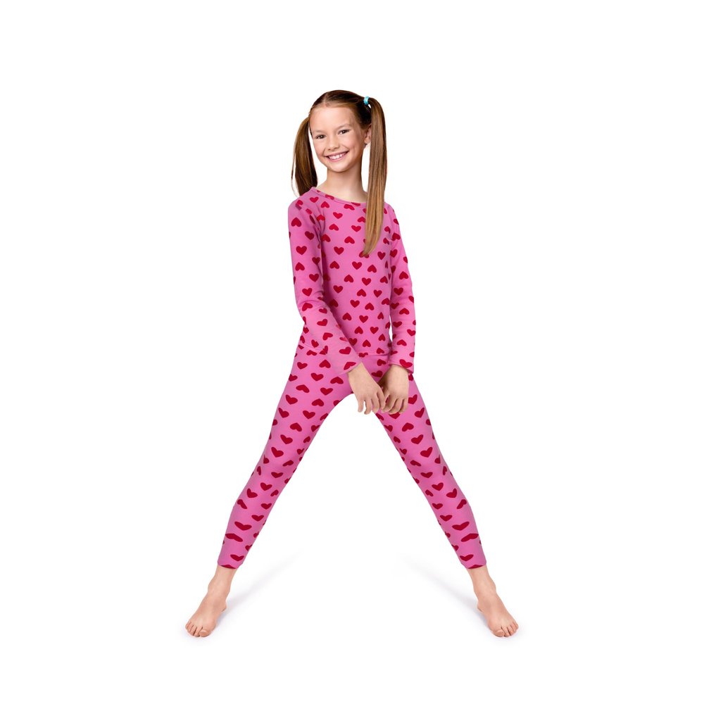 Rocky Thermal Underwear Kids Girls Thermal Underwear Set Long Johns kid Thermals Kid Base Layer kids thermals top bottom set, Thermal Set inner fleece, X-Small, Heart Design
