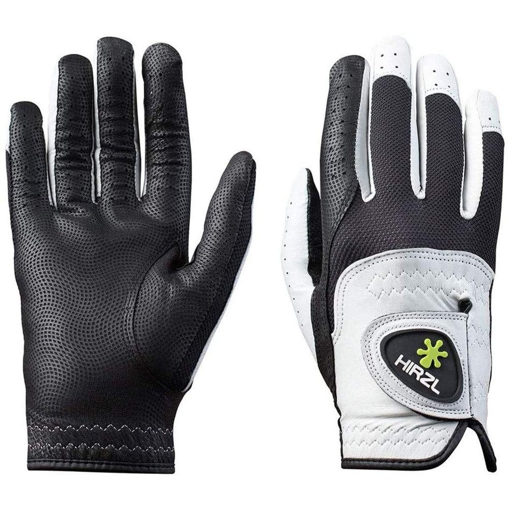 HIRZL Trust Control 2.0 Golf Glove, All Weather Mens Golf Glove, White/Black, Kangaroo Leather Palm, Cabretta Leather Backhand, Trusted by Pros, Sweat Free, Ultimate Grip