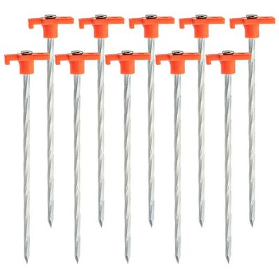 12-Piece Galvanized Steel Tent Pegs - Orange Garden Stakes