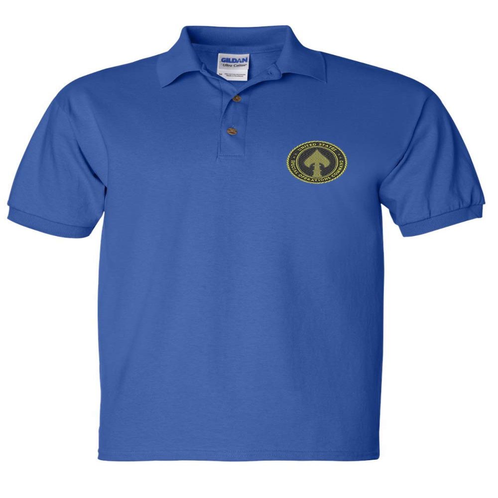ALLNTRENDS Men's Polo T Shirt Special Operations Command Embroidered USSOCOM (S, Royal Blue)