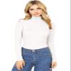 Ambiance Apparel Women's Ribbed Long Sleeve Turtleneck Top (M, Ivory) view 1