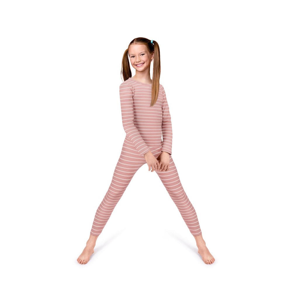 Rocky Thermal Underwear Kids Girls Thermal Underwear Set Long Johns kid Thermals Kid Base Layer kids thermals top bottom set, Pink Striped, Small, Standard-185 GSM, THERMALS SET