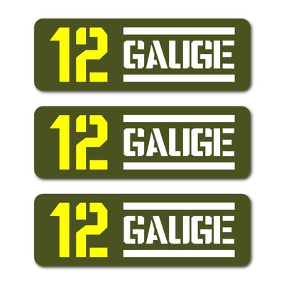 12 Gauge Ammo Bullet Olive Color Vinyl Decal Sticker 3"x1" 3-Pack