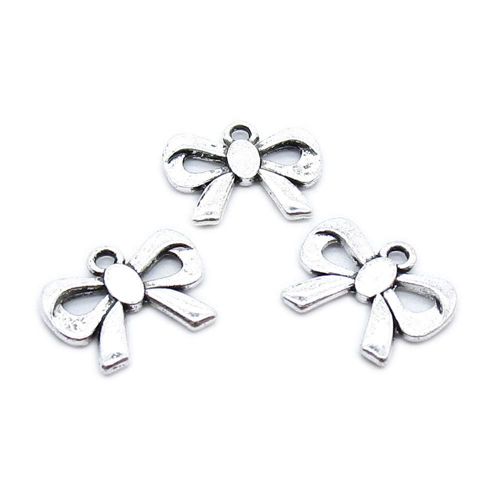 30 Pieces Antique Silver Plated Jewelry Charms GY04156 Bow Tie Bowtie