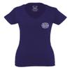 0058. American Flag Thin Red Line Firefighter Support Seal for Women V Neck Fitted T Shirt (Navy Blue, X Small) view 2