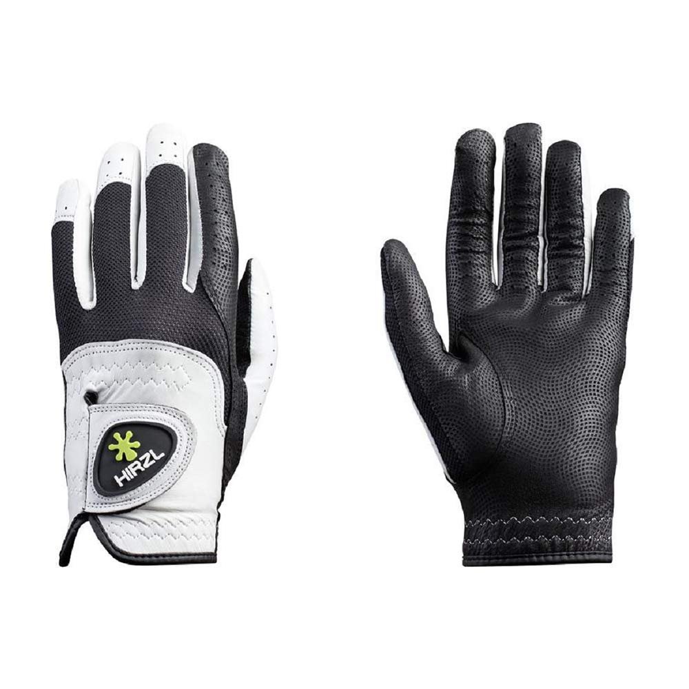 HIRZL Trust Control 2.0 Golf Glove, All Weather Mens Golf Glove, White/Black, Kangaroo Leather Palm, Cabretta Leather Backhand, Trusted by Pros, Sweat Free, Ultimate Grip