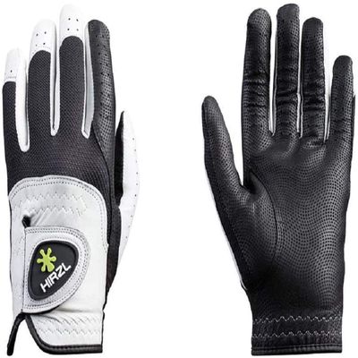 HIRZL Trust Control 2.0 Golf Glove, All Weather Mens Golf Glove, White/Black, Kangaroo Leather Palm, Cabretta Leather Backhand, Trusted by Pros, Sweat Free, Ultimate Grip