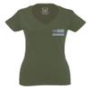 0084. American Flag Thin Blue Line Police Lives Matter Support Patriotic NY Sheriff for Women V Neck Fitted T Shirt (Olive, X Small) view 2