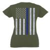 0084. American Flag Thin Blue Line Police Lives Matter Support Patriotic NY Sheriff for Women V Neck Fitted T Shirt (Olive, X Small) view 3