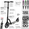 Crazy Skates Foldable Kick Scooter - Kick Scooters for Adults, Teens and Kids with Carrying Strap - Fast Folding, Adjustable Handlebars and Lightweight - New York City Scooter (NYC) - Black view 2