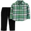 Carter's Boys' 2-Piece Long Sleeve Top and Pants Set (2T, Black/Green Plaid) view 1