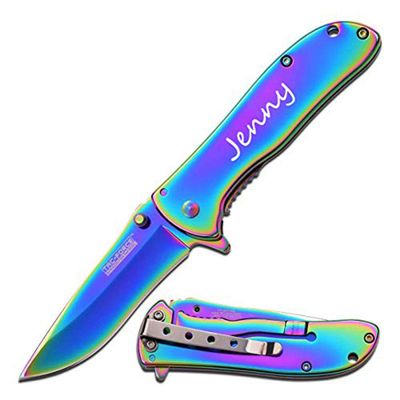 GIFTS INFINITY Customized Engraved Pocket Folding Knife - Groomsmen Wedding Party Monogrammed (TF-861RB)