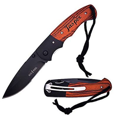 GIFTS INFINITY Customized Engraved Pocket Folding Knife - Groomsmen Wedding Party Monogrammed (GI-2RW)