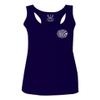 0058. American Flag Thin Red Line Firefighter Support Seal Women's Tank Top Racerback (Navy Blue, X Small) view 1