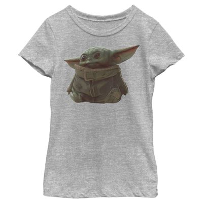 STAR WARS Girl's The Mandalorian The Child Portrait T-Shirt - Athletic Heather - X Small