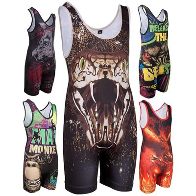 KO Sports Gear Unisex Wrestling Singlet for Adult Wrestlers - Wrestling Singlet for Men & Women - Bold Durable Uniform, Stretchy Breathable Material - Cobra Snake, Adult X-Small