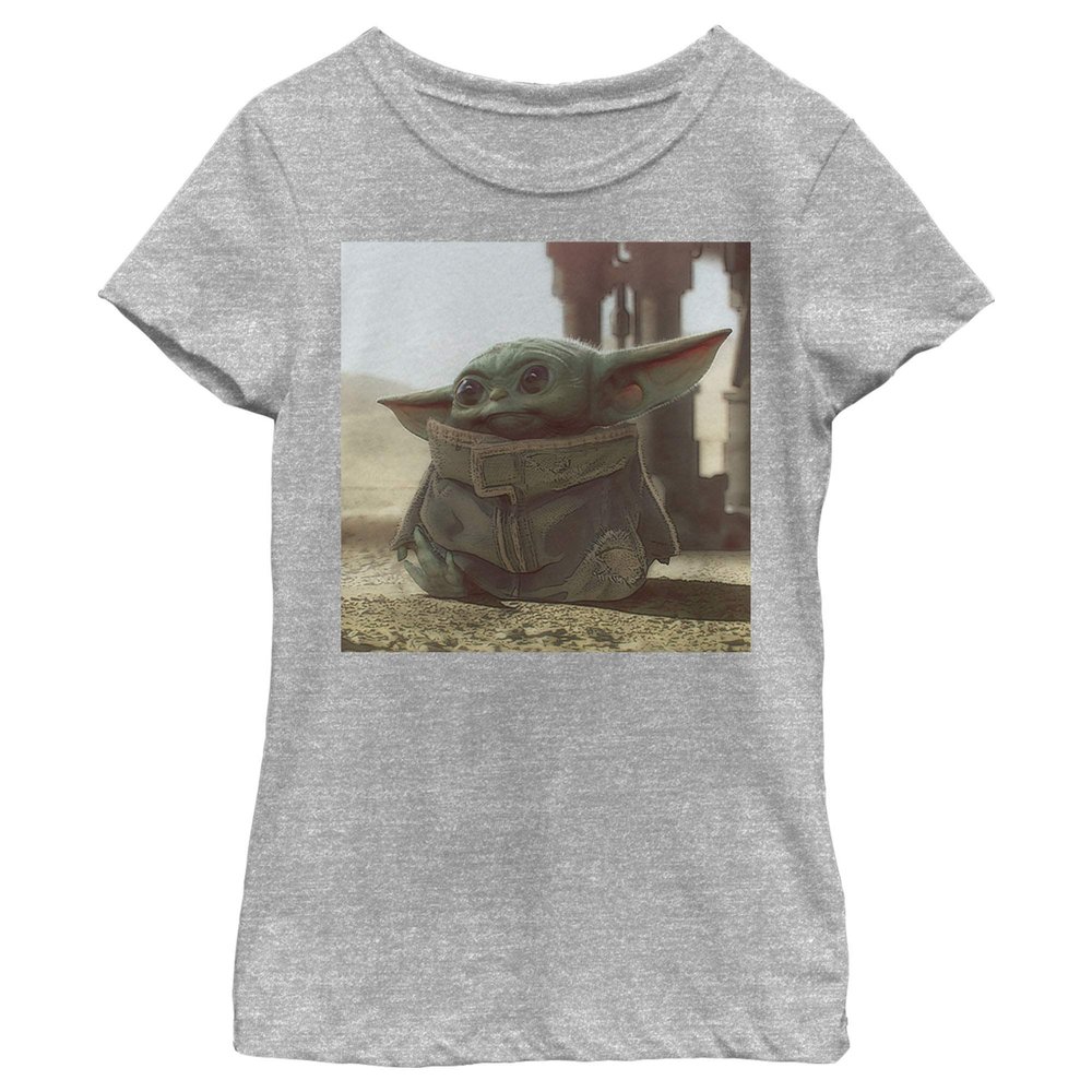 STAR WARS Girl's The Mandalorian The Child Square Frame T-Shirt - Athletic Heather - Large