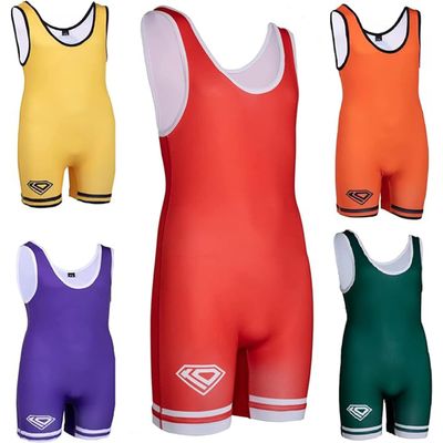 KO Sports Gear Unisex Wrestling Singlet for Adult Wrestlers - Wrestling Singlet for Men & Women - Bold Durable Uniform, Stretchy Breathable Material - Red, Adult Small