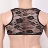 Freebily Sexy Men's Mesh See-Through Sleeveless Fishnet Muscle Crop Tank Top Vest Black Floral Lace Large view 4