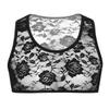 Freebily Sexy Men's Mesh See-Through Sleeveless Fishnet Muscle Crop Tank Top Vest Black Floral Lace Medium view 1