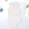 YOOJIA Kids Girls Floral Lace Ballet Dance Leotard Sleeveless Turtle Neck Gymnastic Bodysuit Ballerina Dancewear Ivory 11-12 view 4