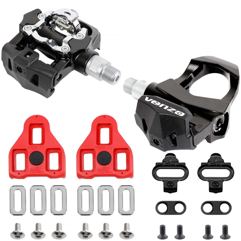 VENZO Sealed Fitness Exercise Indoor Bike Bicycle Pedals & Cleats - Compatible with Peloton, Look Delta & for Shimano SPD 9/16"