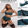 Avidlove Lingerie Set For Women Garter Lingerie Bra Panty Set 3 Piece High Waist Lingerie(Green Blue,XL) view 4