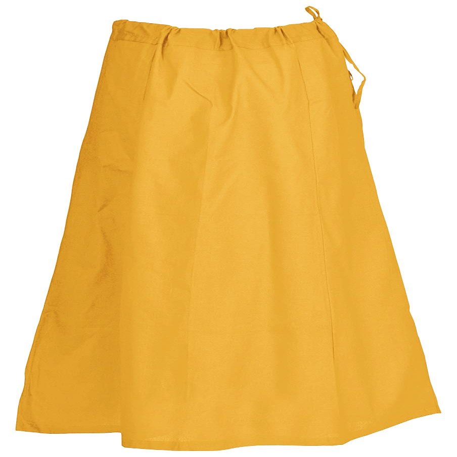 Indian Trendy Sari Petticoat Cotton Stitched Adjustable Waist Saree Underskirt Lining Skirt - One Size - Yellow 2