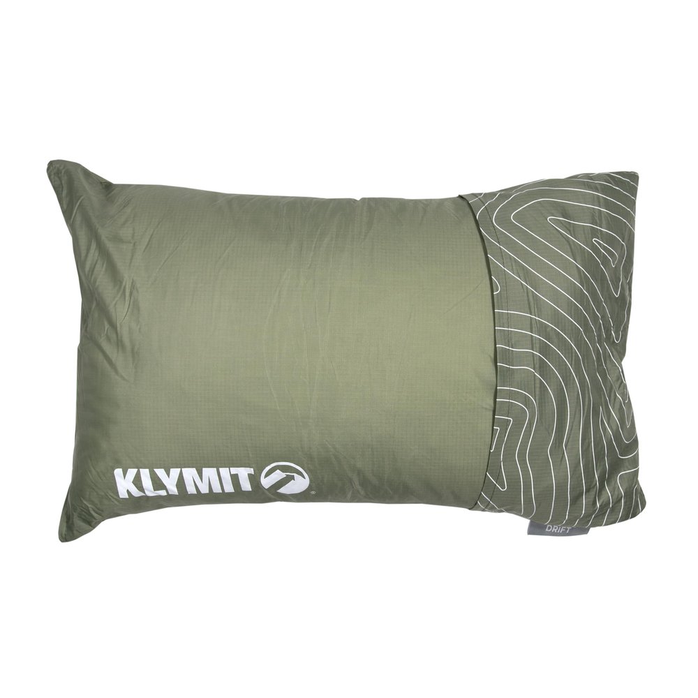 Klymit Drift Camping Pillow, Shredded Memory Foam Travel Pillow with Reversible Cover for Outdoor Use, Green, Large