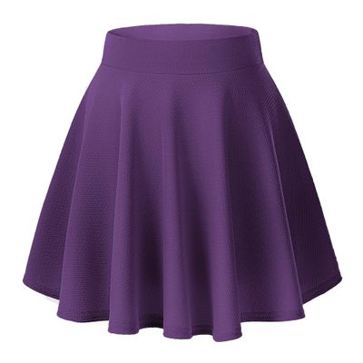 Urban CoCo Women's Basic Versatile Stretchy Flared Casual Mini Skater Skirt (M, Deep Purple)