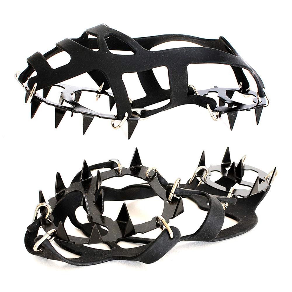 shlutesoy 1 Pair 18-Teeth Winter Hiking Climbing Chain Cleats Snow Non-Slip Shoes Crampons Black M