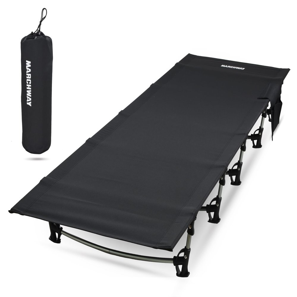 MARCHWAY Ultralight Folding Tent Camping Cot Bed, Portable Compact for Outdoor Travel, Base Camp, Hiking, Mountaineering, Lightweight Backpacking (Black)