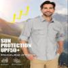 Mens Safari Shirts Long Sleeve UV Protection Hiking Fishing UPF 50+ Quick Dry Cooling Camping Travel Shirts#5066-Light Grey-2XL view 4